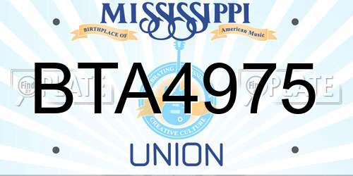 BTA4975 Mississippi License Plate