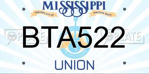 BTA522 Mississippi License Plate