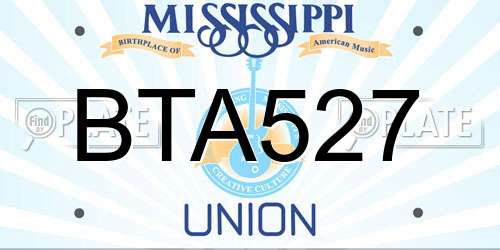BTA527 Mississippi License Plate
