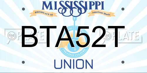 BTA52T Mississippi License Plate