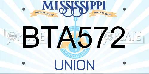 BTA572 Mississippi License Plate