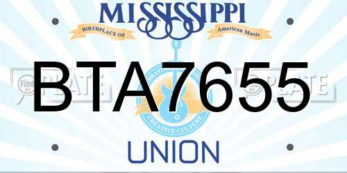 BTA7655 Mississippi License Plate