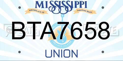 BTA7658 Mississippi License Plate