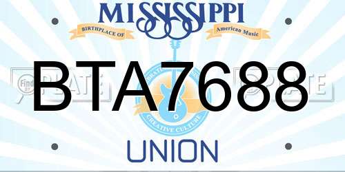 BTA7688 Mississippi License Plate