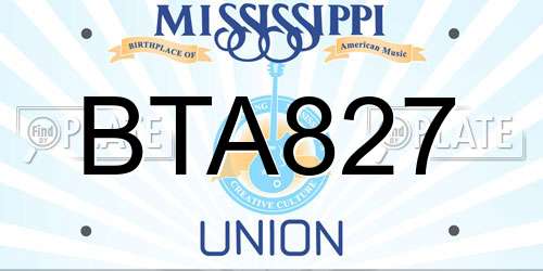 BTA827 Mississippi License Plate