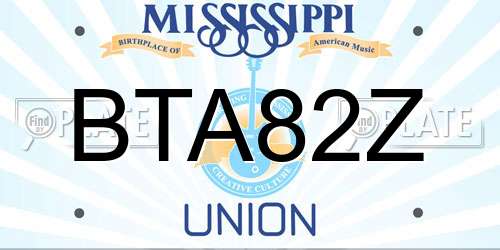 BTA82Z Mississippi License Plate