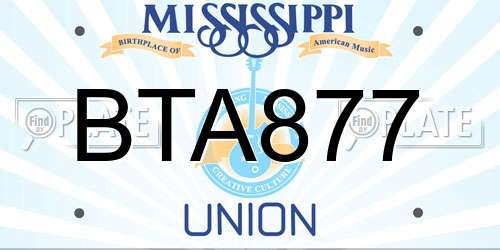 BTA877 Mississippi License Plate