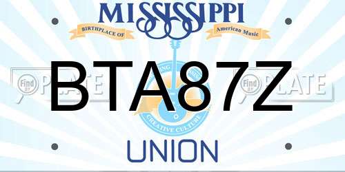 BTA87Z Mississippi License Plate