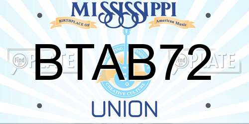 BTAB72 Mississippi License Plate