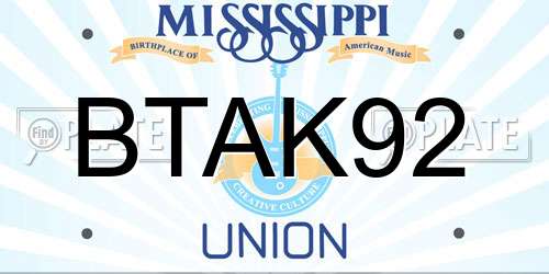 BTAK92 Mississippi License Plate