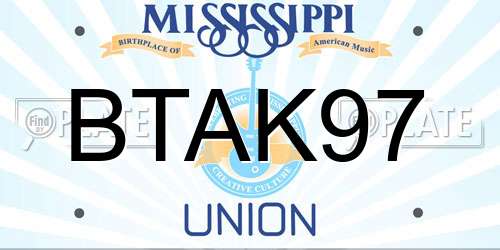 BTAK97 Mississippi License Plate