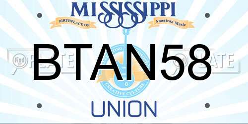 BTAN58 Mississippi License Plate