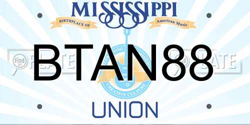 BTAN88 Mississippi License Plate