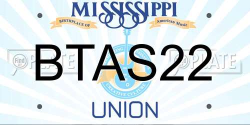 BTAS22 Mississippi License Plate