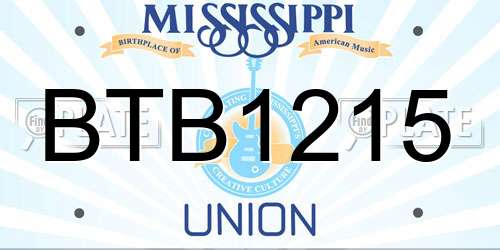 BTB1215 Mississippi License Plate
