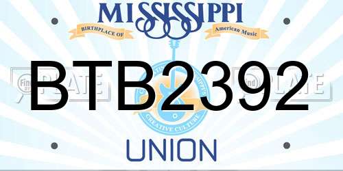 BTB2392 Mississippi License Plate