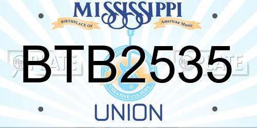 BTB2535 Mississippi License Plate