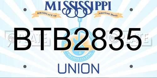 BTB2835 Mississippi License Plate
