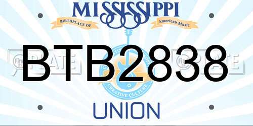 BTB2838 Mississippi License Plate