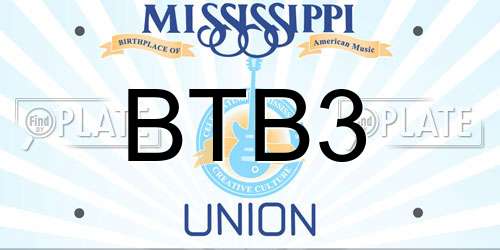 BTB3 Mississippi License Plate