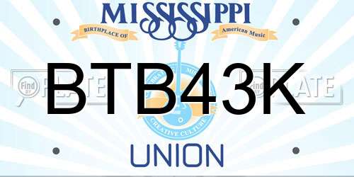 BTB43K Mississippi License Plate