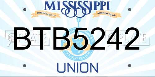 BTB5242 Mississippi License Plate