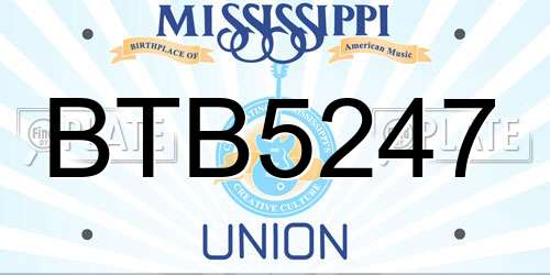 BTB5247 Mississippi License Plate