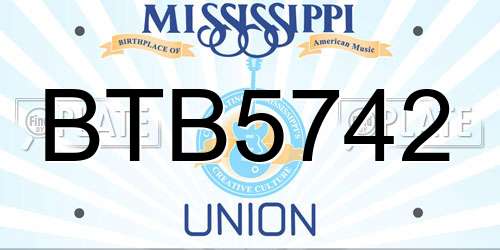 BTB5742 Mississippi License Plate