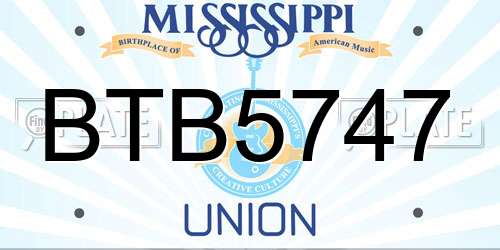 BTB5747 Mississippi License Plate