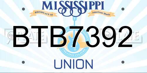 BTB7392 Mississippi License Plate
