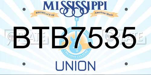 BTB7535 Mississippi License Plate