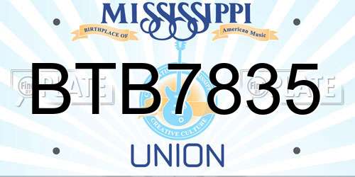 BTB7835 Mississippi License Plate