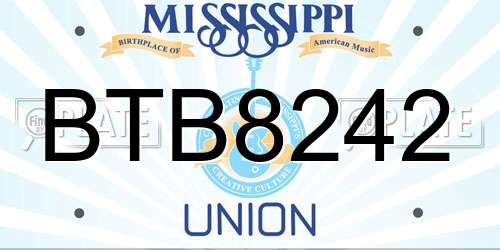BTB8242 Mississippi License Plate