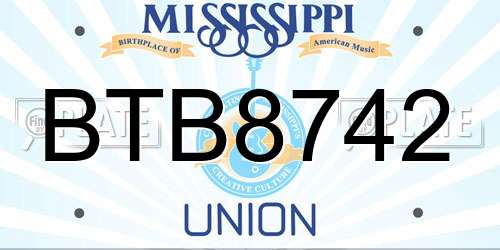BTB8742 Mississippi License Plate