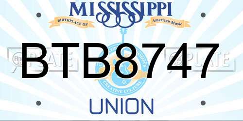 BTB8747 Mississippi License Plate