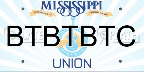 BTBTBTC Mississippi License Plate