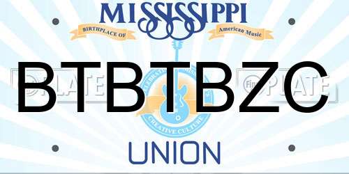 BTBTBZC Mississippi License Plate