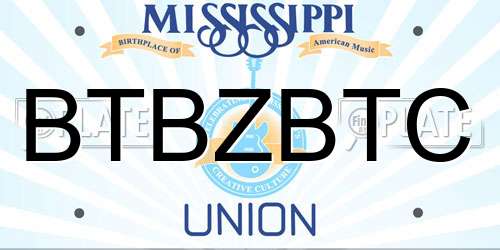 BTBZBTC Mississippi License Plate