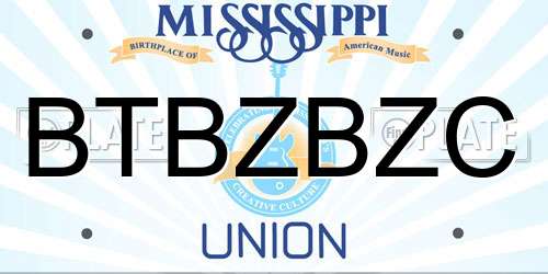 BTBZBZC Mississippi License Plate