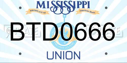 BTD0666 Mississippi License Plate