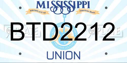 BTD2212 Mississippi License Plate