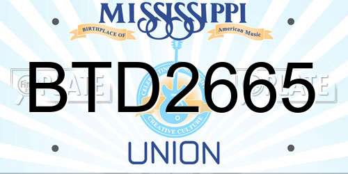 BTD2665 Mississippi License Plate