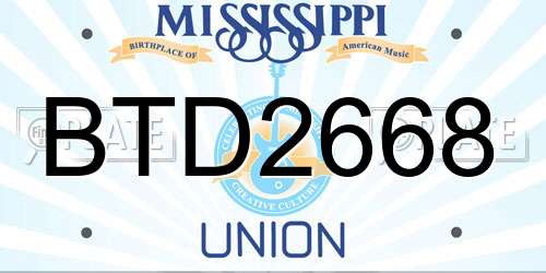 BTD2668 Mississippi License Plate