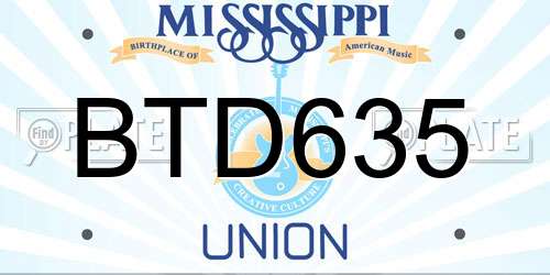 BTD635 Mississippi License Plate