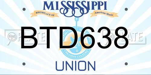 BTD638 Mississippi License Plate