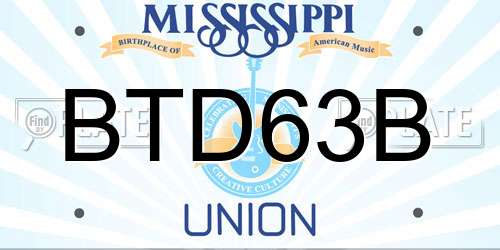 BTD63B Mississippi License Plate