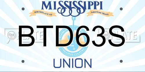 BTD63S Mississippi License Plate
