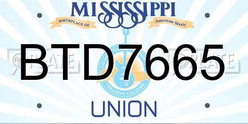 BTD7665 Mississippi License Plate