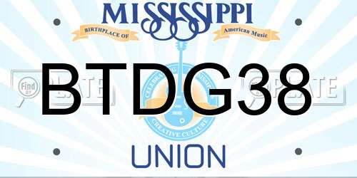 BTDG38 Mississippi License Plate
