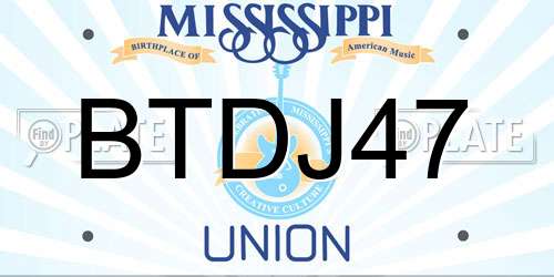 BTDJ47 Mississippi License Plate